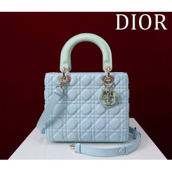 Dior Medium Lady Bag in Two-Tone Cannage Lambskin Blue/Green 2024 M0565 (XXG-240923082)