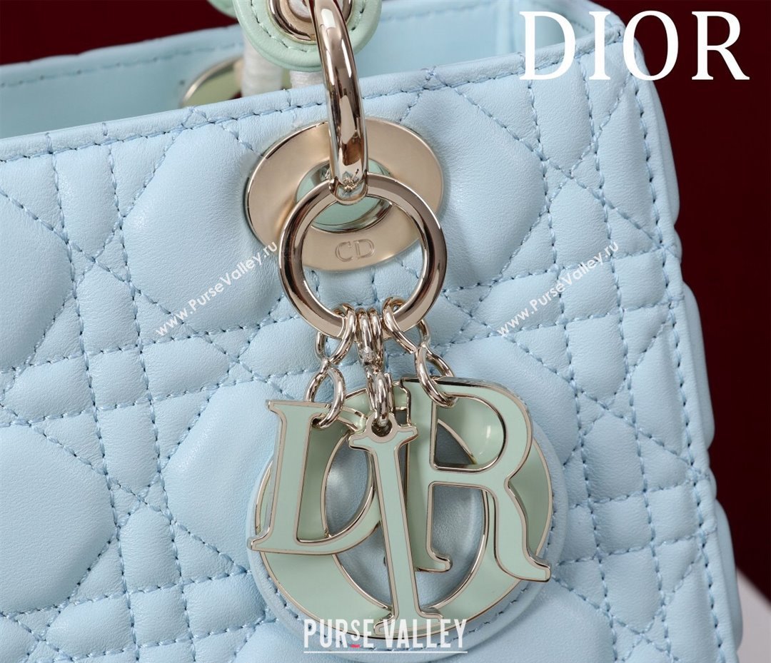 Dior Medium Lady Bag in Two-Tone Cannage Lambskin Blue/Green 2024 M0565 (XXG-240923082)