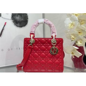 Dior Medium Classic Lady Bag in Cannage Lambskin Red 2024 M0565 (XXG-240923083)