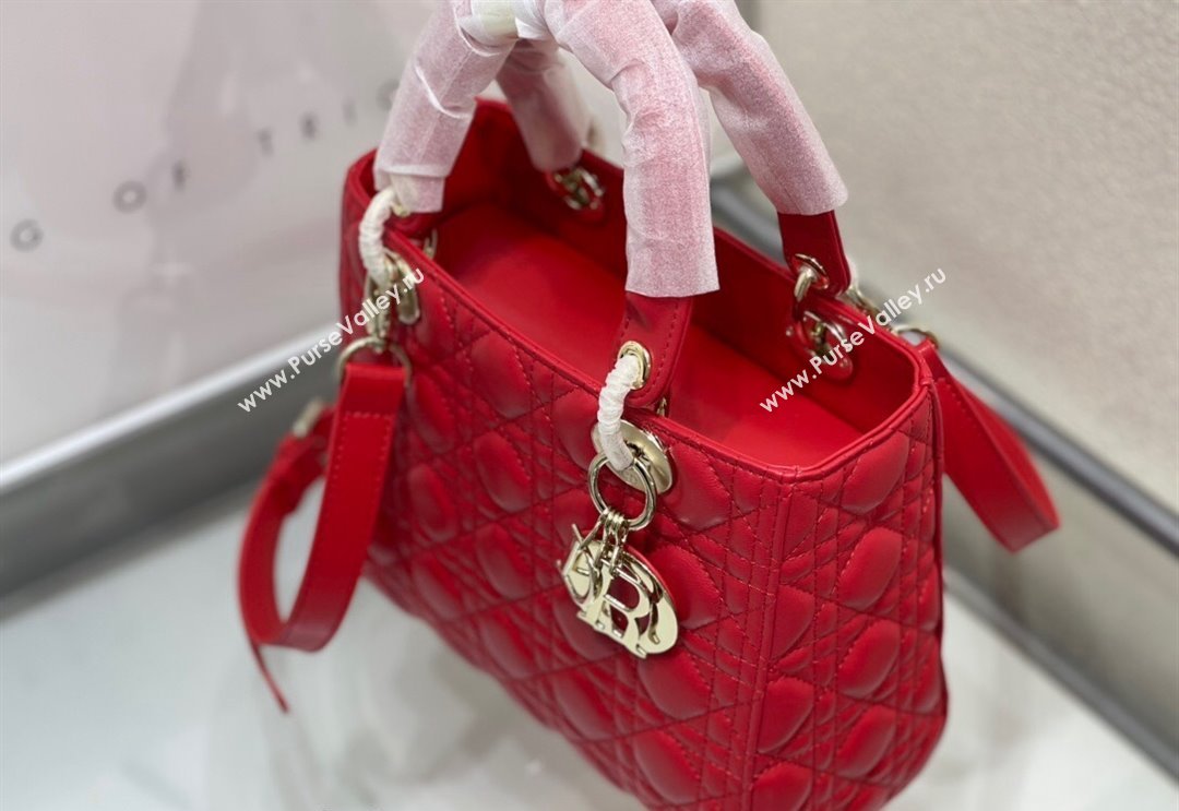 Dior Medium Classic Lady Bag in Cannage Lambskin Red 2024 M0565 (XXG-240923083)