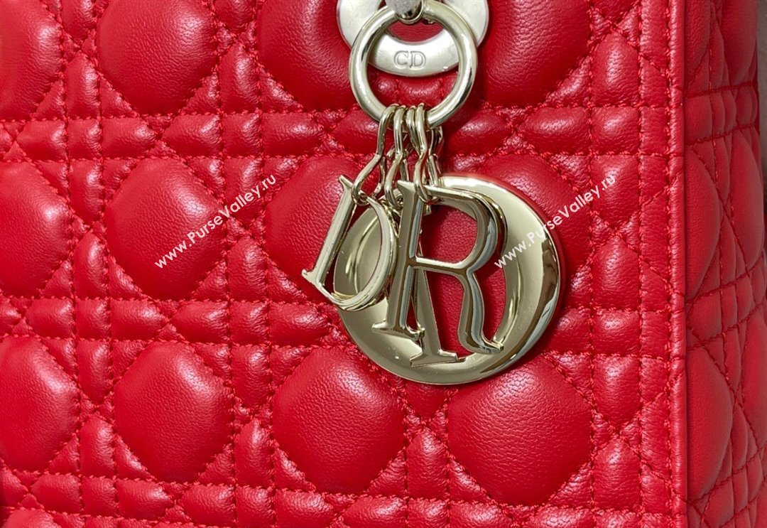 Dior Medium Classic Lady Bag in Cannage Lambskin Red 2024 M0565 (XXG-240923083)