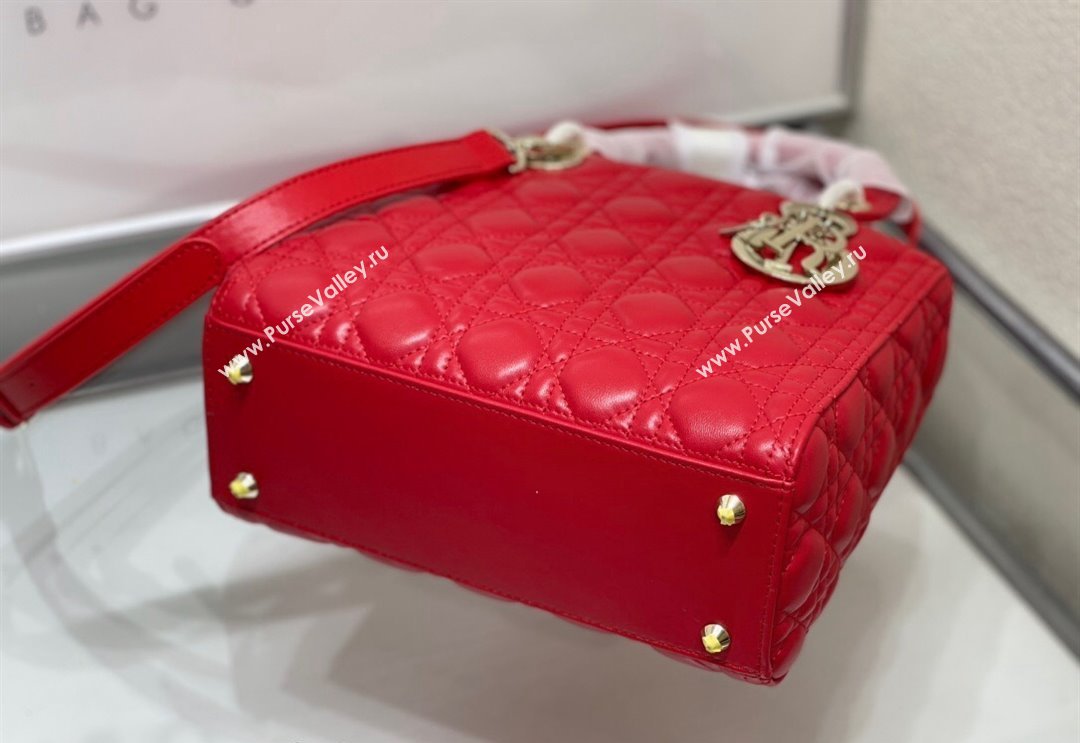 Dior Medium Classic Lady Bag in Cannage Lambskin Red 2024 M0565 (XXG-240923083)