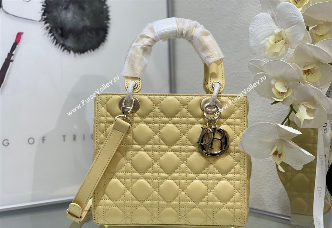 Dior Medium Classic Lady Bag in Cannage Lambskin Yellow 2024 M0565 0923 (XXG-240923084)