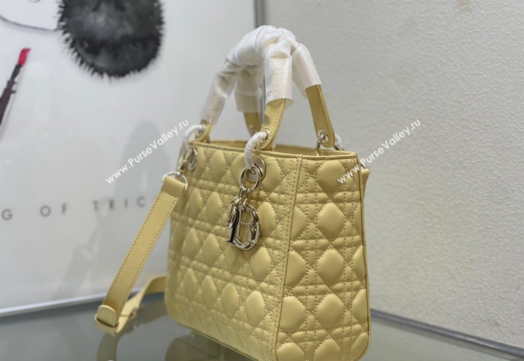 Dior Medium Classic Lady Bag in Cannage Lambskin Yellow 2024 M0565 0923 (XXG-240923084)