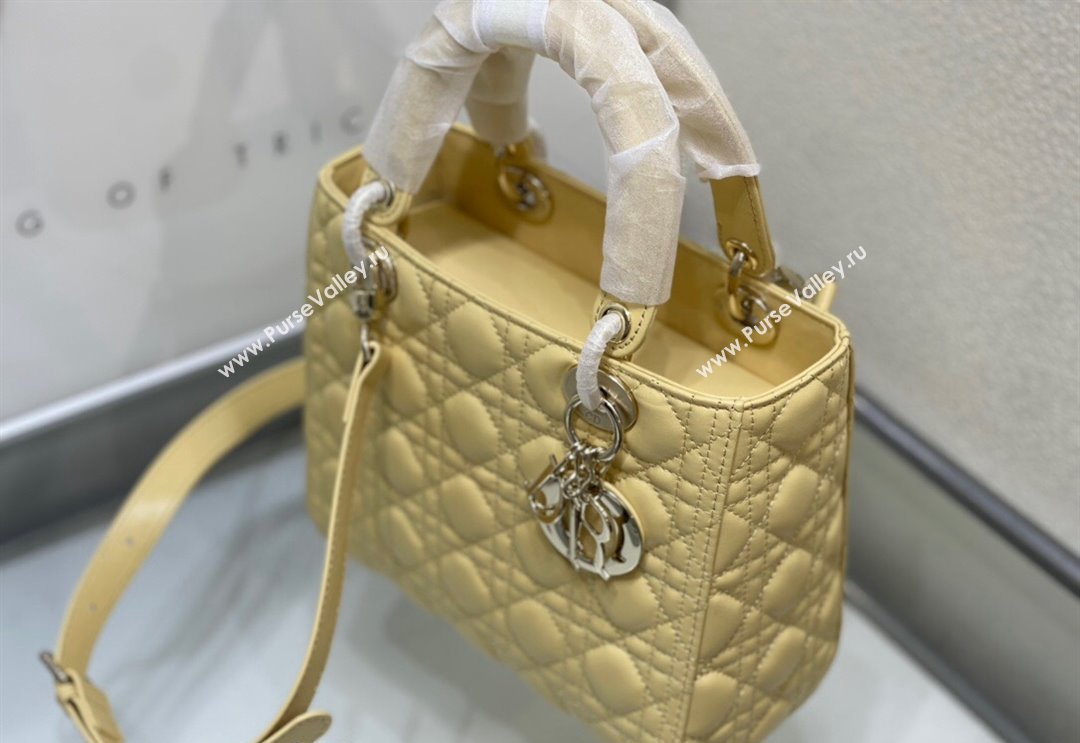 Dior Medium Classic Lady Bag in Cannage Lambskin Yellow 2024 M0565 0923 (XXG-240923084)