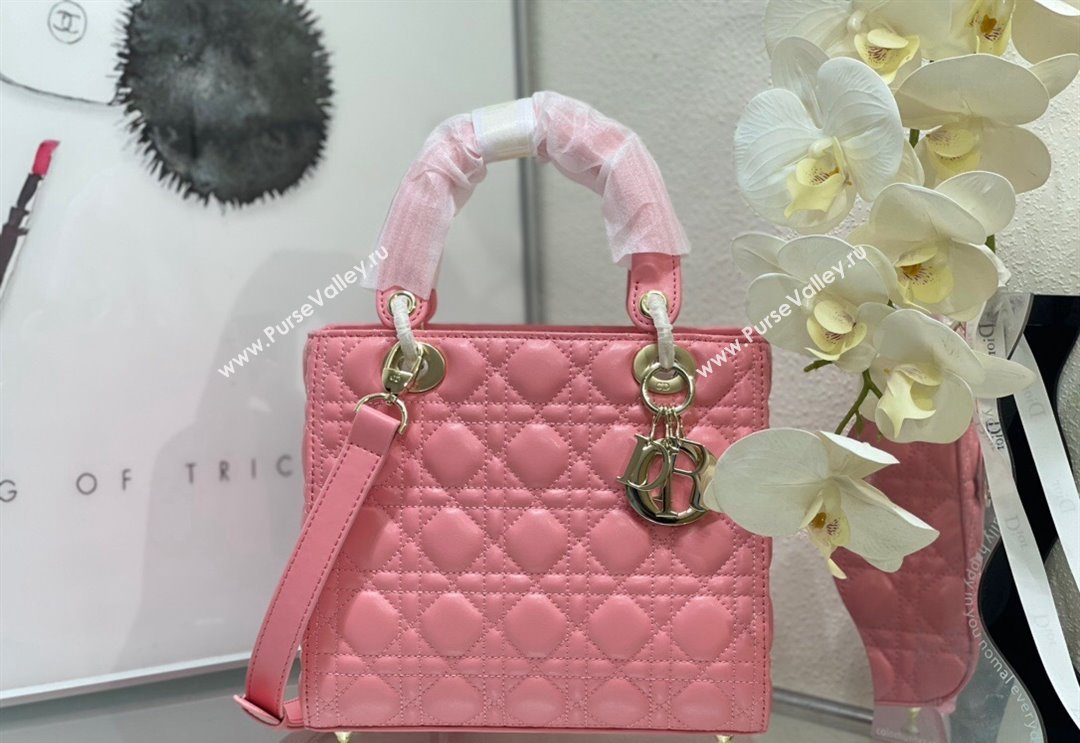 Dior Medium Classic Lady Bag in Cannage Lambskin Pink 2024 M0565 0923 (XXG-240923085)