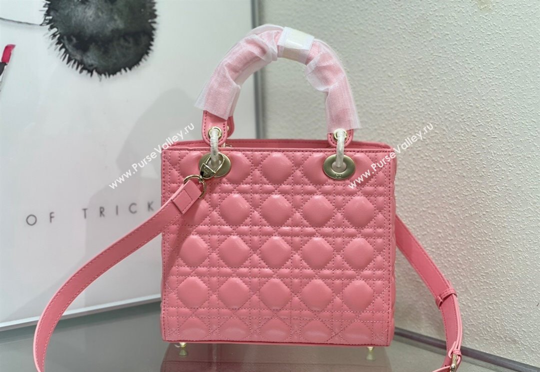 Dior Medium Classic Lady Bag in Cannage Lambskin Pink 2024 M0565 0923 (XXG-240923085)