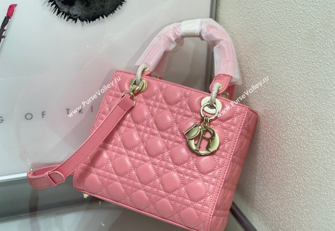 Dior Medium Classic Lady Bag in Cannage Lambskin Pink 2024 M0565 0923 (XXG-240923085)