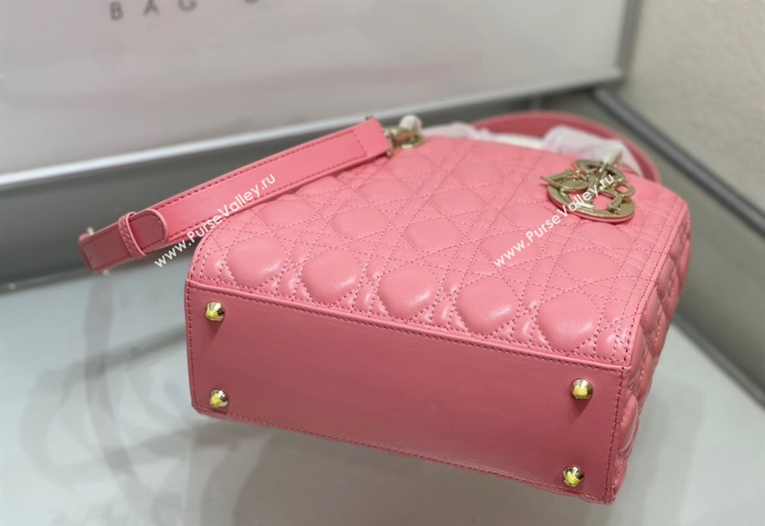 Dior Medium Classic Lady Bag in Cannage Lambskin Pink 2024 M0565 0923 (XXG-240923085)