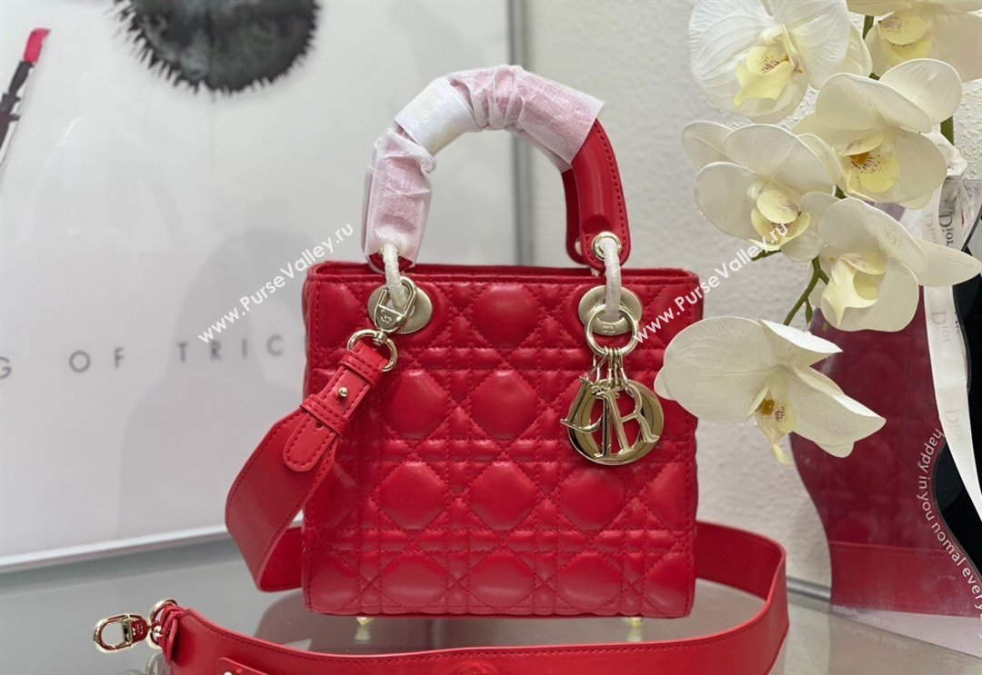 Dior Small Lady My ABCDior Bag in Cannage Lambskin Red 2024 M0538 (XXG-240923086)