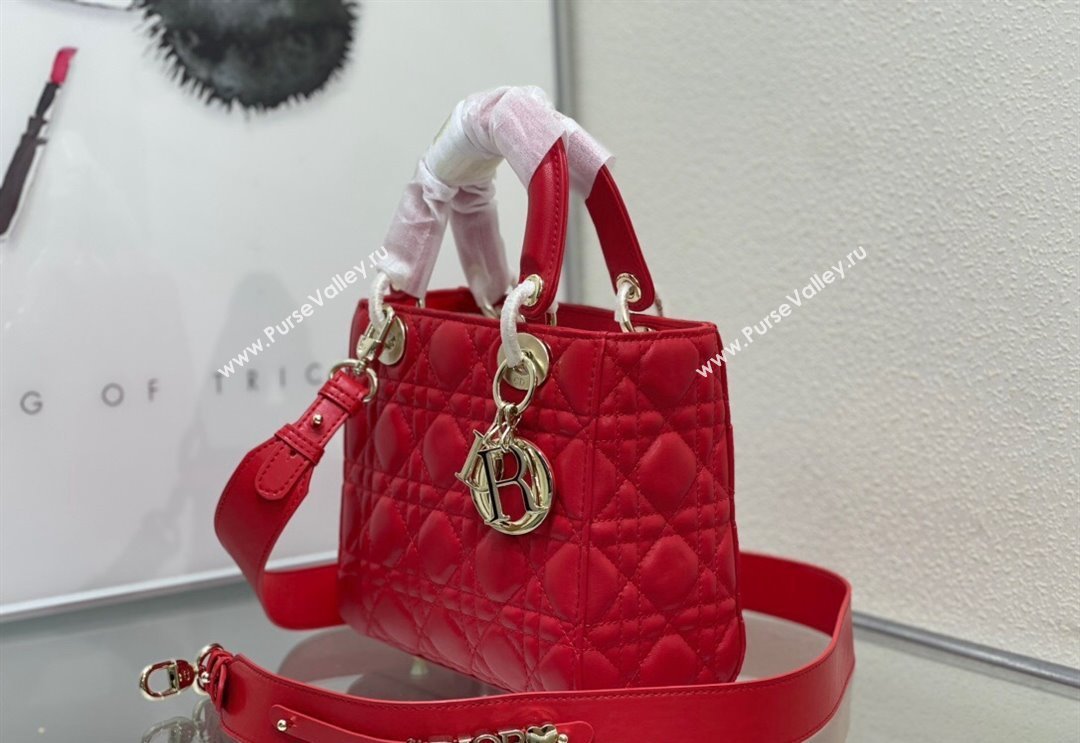 Dior Small Lady My ABCDior Bag in Cannage Lambskin Red 2024 M0538 (XXG-240923086)