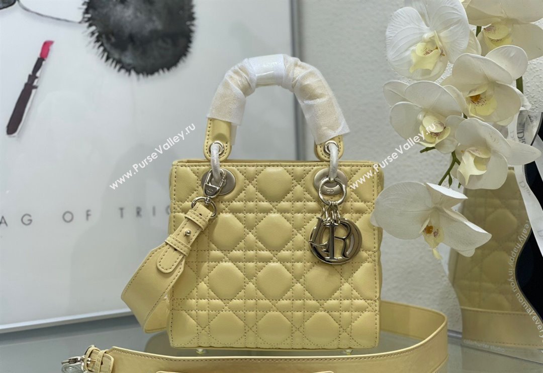 Dior Small Lady My ABCDior Bag in Cannage Lambskin Yellow 2024 M0538 0923 (XXG-240923087)