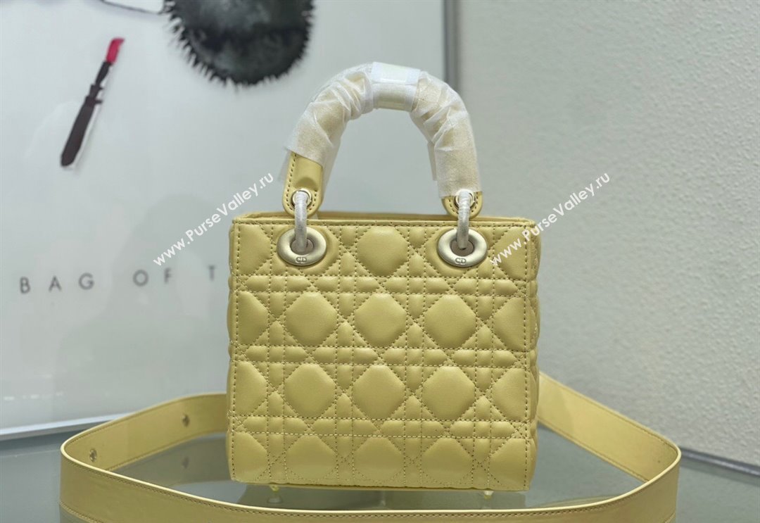 Dior Small Lady My ABCDior Bag in Cannage Lambskin Yellow 2024 M0538 0923 (XXG-240923087)