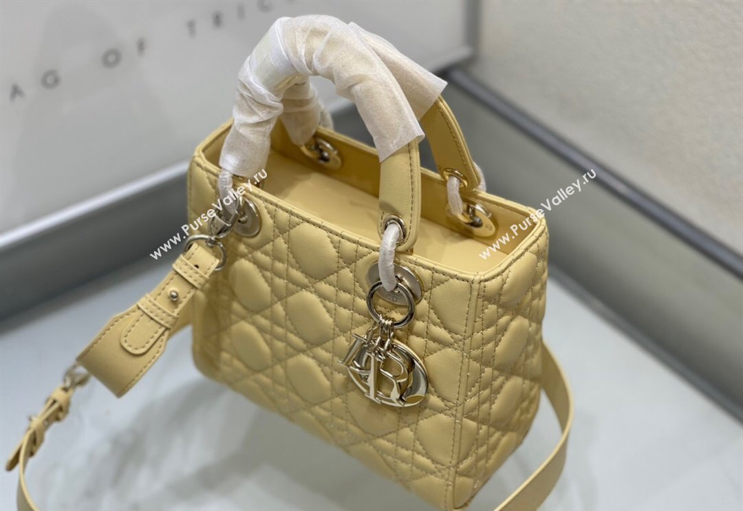 Dior Small Lady My ABCDior Bag in Cannage Lambskin Yellow 2024 M0538 0923 (XXG-240923087)