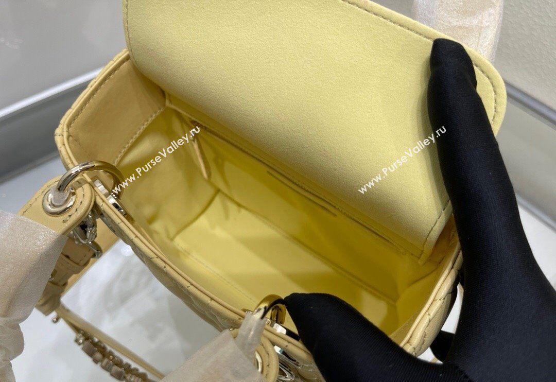 Dior Small Lady My ABCDior Bag in Cannage Lambskin Yellow 2024 M0538 0923 (XXG-240923087)