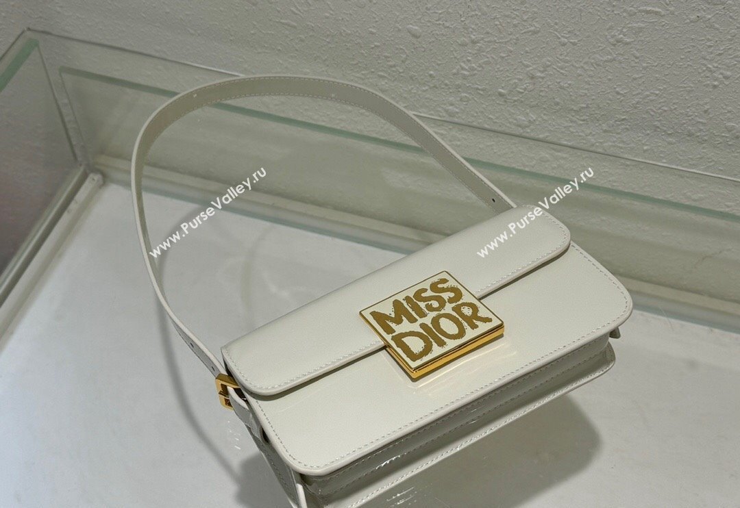 Dior Miss Dior Flap Bag in Patent Calfskin White 2024 DR2610 (XXG-240923094)