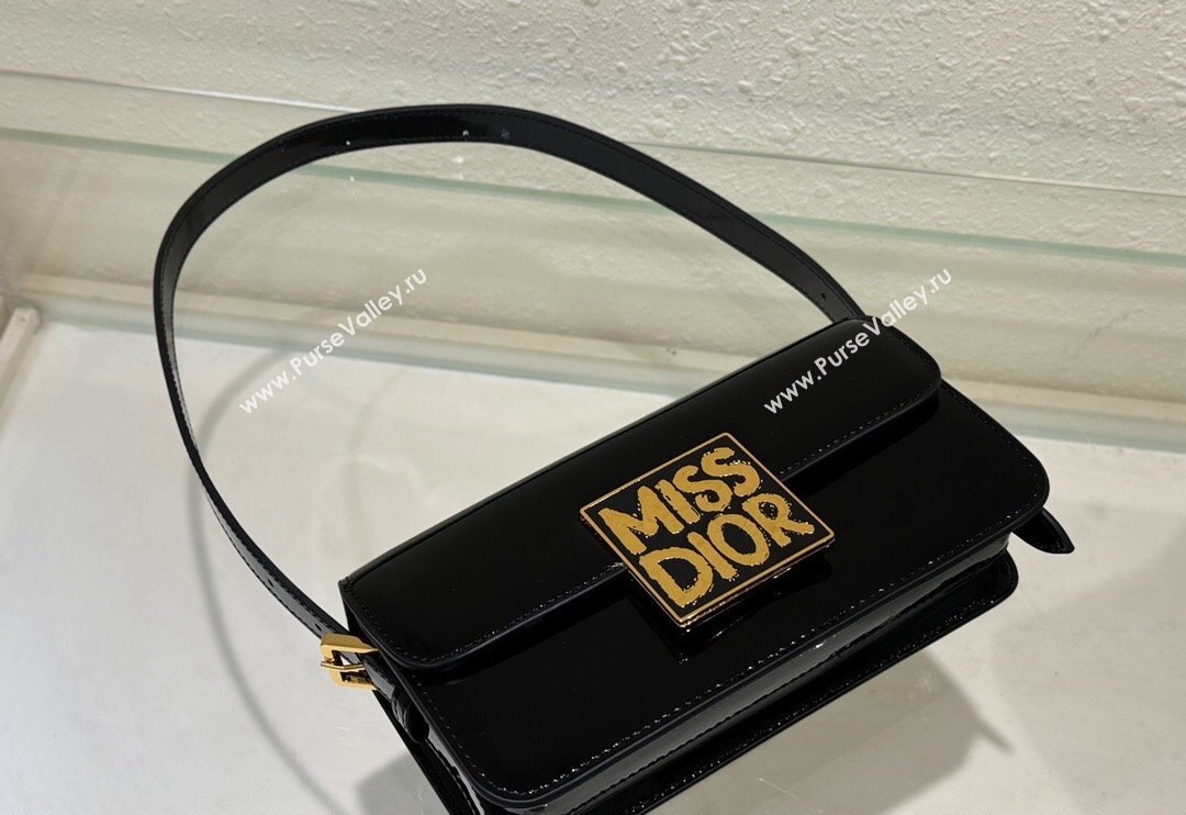 Dior Miss Dior Flap Bag in Patent Calfskin Black 2024 DR2610 (XXG-240923095)