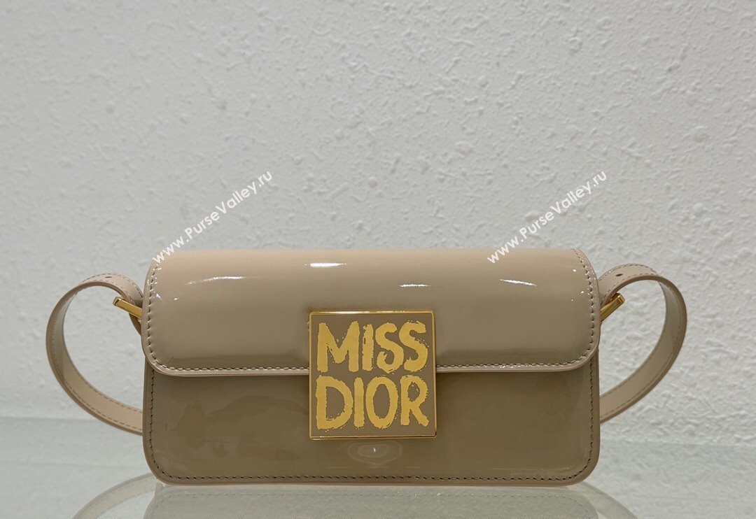 Dior Miss Dior Flap Bag in Patent Calfskin Beige 2024 DR2610 (XXG-240923096)