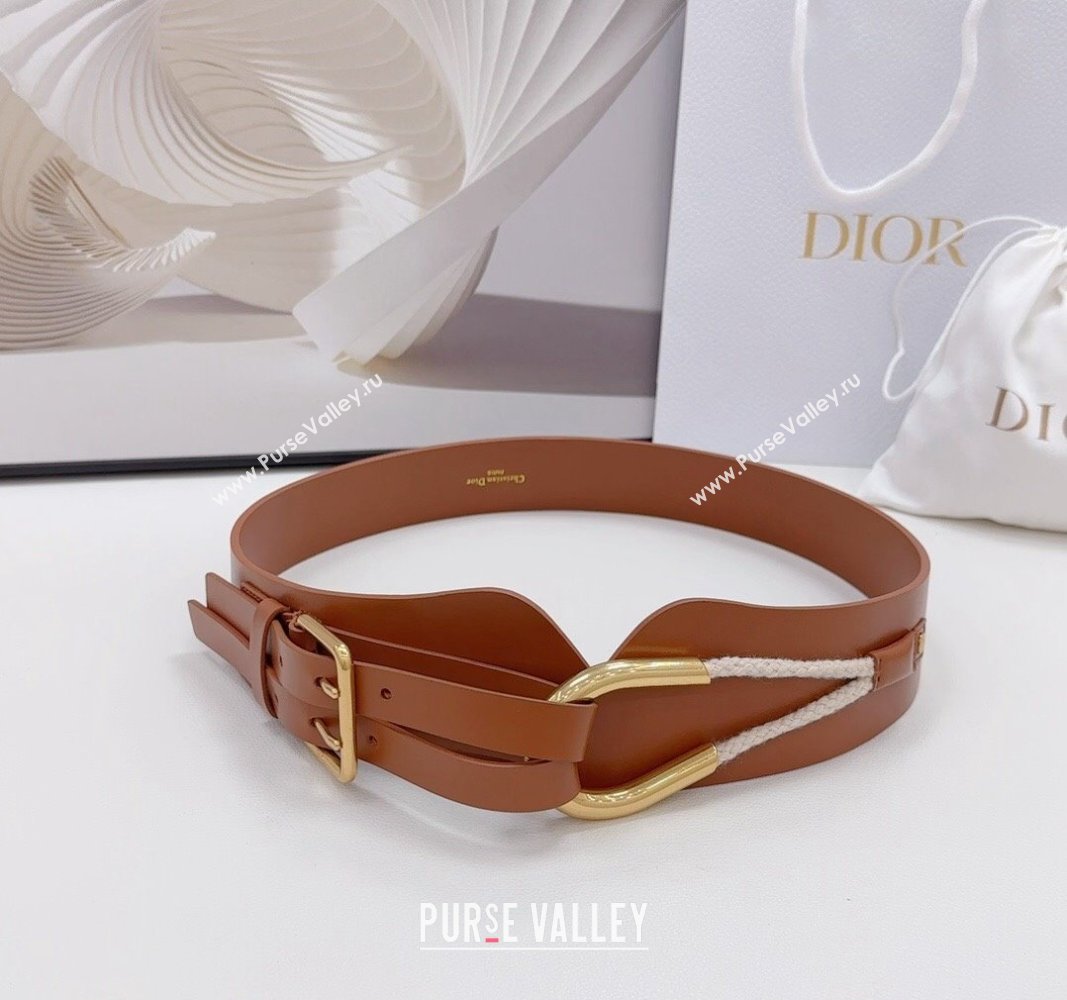 Dior Nolita Waist Belt in Brown Smooth Calfskin, 8cm 2024 (BF-240923103)