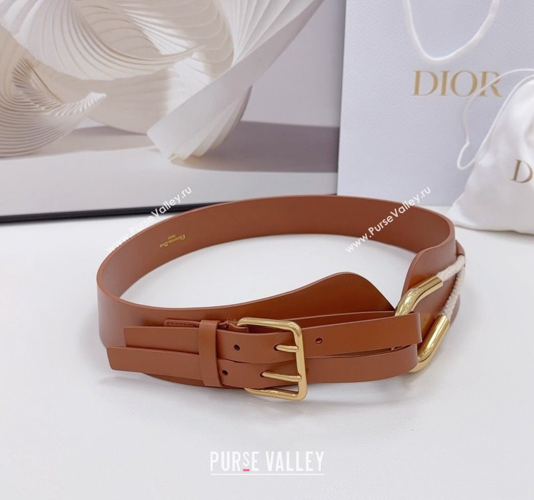 Dior Nolita Waist Belt in Brown Smooth Calfskin, 8cm 2024 (BF-240923103)