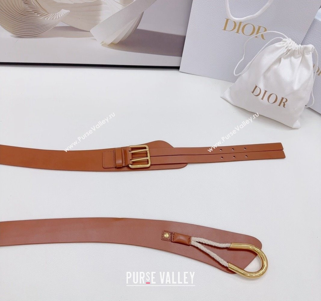 Dior Nolita Waist Belt in Brown Smooth Calfskin, 8cm 2024 (BF-240923103)