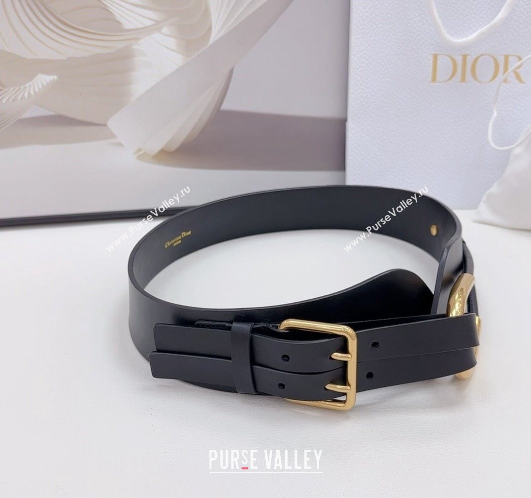 Dior Nolita Waist Belt in Black Smooth Calfskin, 8cm 2024 (BF-240923104)