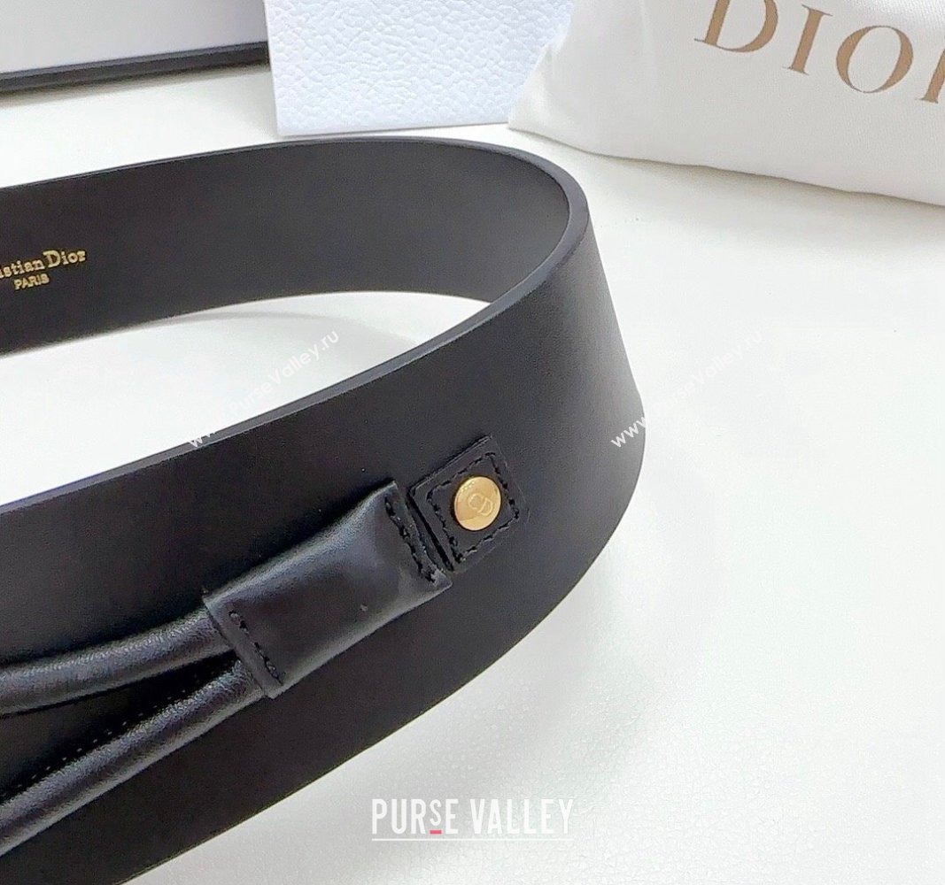 Dior Nolita Waist Belt in Black Smooth Calfskin, 8cm 2024 (BF-240923104)