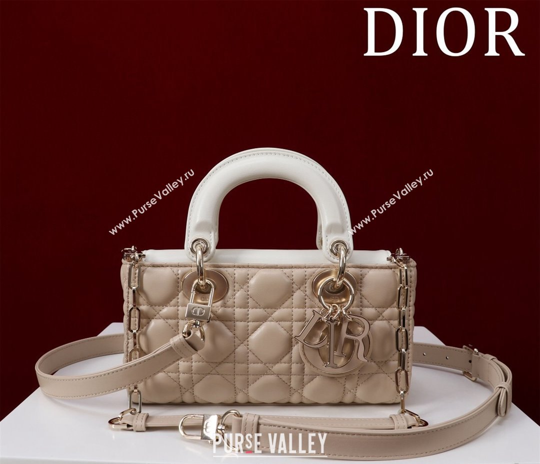 Dior Small Lady D-Joy Bag in Two-Tone Cannage Lambskin Beige/White 2024 M0541 (XXG-240923067)