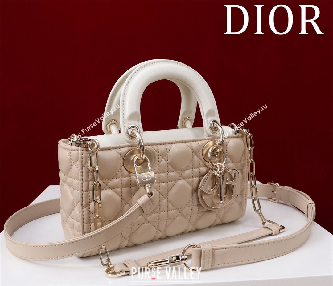 Dior Small Lady D-Joy Bag in Two-Tone Cannage Lambskin Beige/White 2024 M0541 (XXG-240923067)