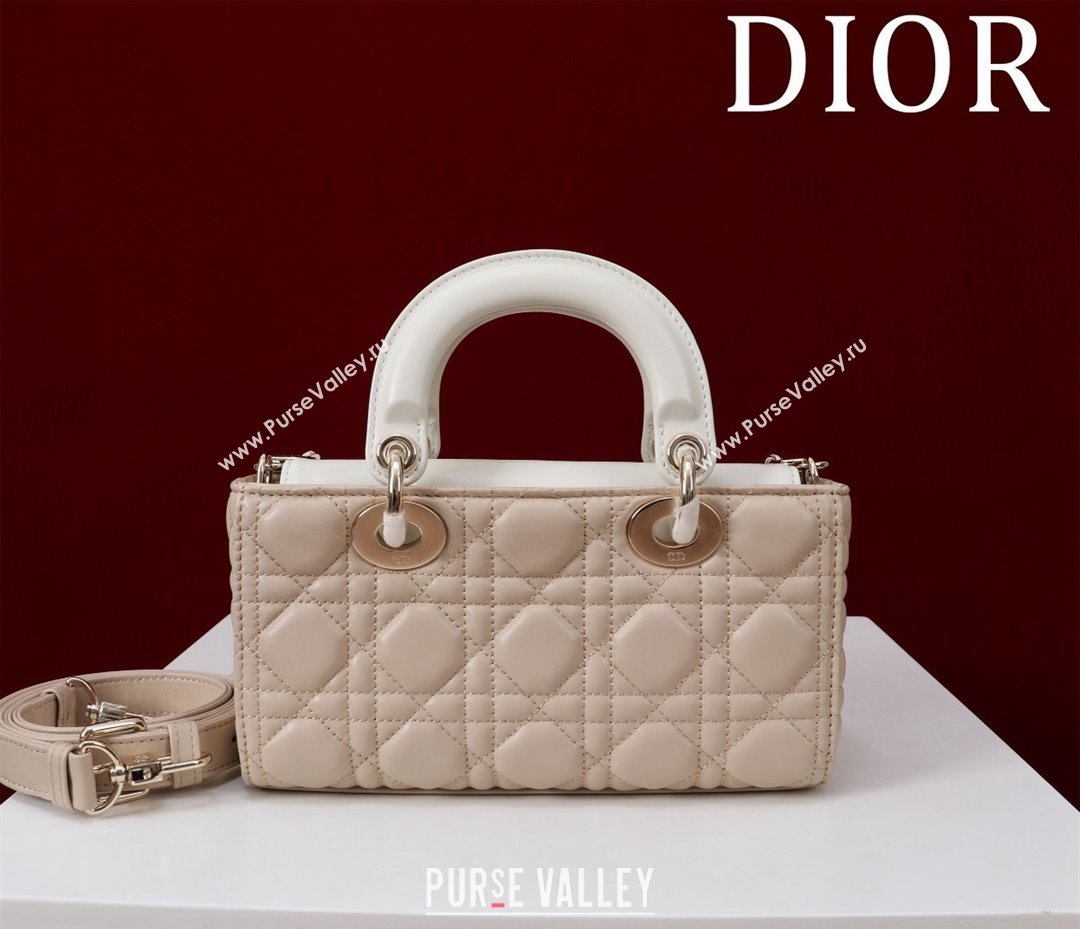 Dior Small Lady D-Joy Bag in Two-Tone Cannage Lambskin Beige/White 2024 M0541 (XXG-240923067)