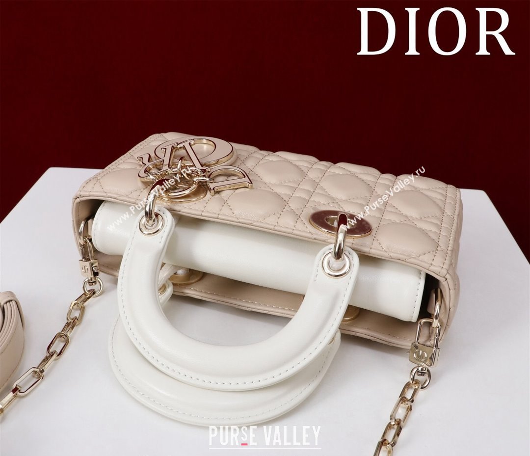 Dior Small Lady D-Joy Bag in Two-Tone Cannage Lambskin Beige/White 2024 M0541 (XXG-240923067)