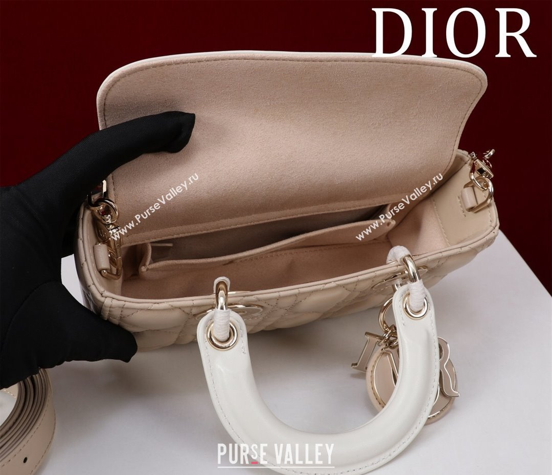 Dior Small Lady D-Joy Bag in Two-Tone Cannage Lambskin Beige/White 2024 M0541 (XXG-240923067)