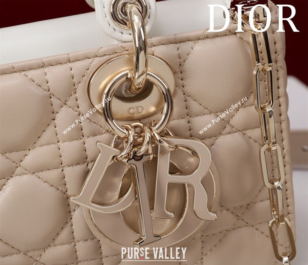 Dior Small Lady D-Joy Bag in Two-Tone Cannage Lambskin Beige/White 2024 M0541 (XXG-240923067)