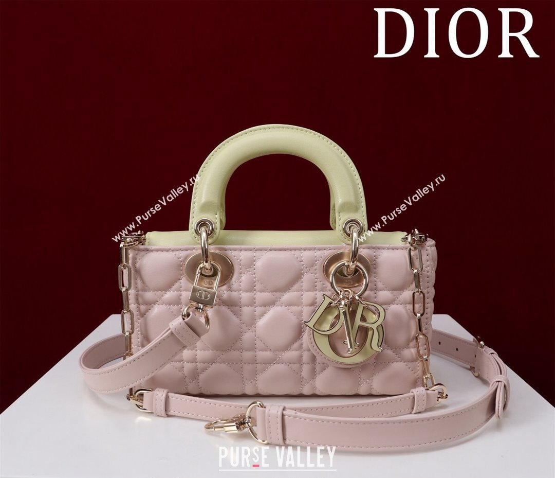 Dior Small Lady D-Joy Bag in Two-Tone Cannage Lambskin Pink/Green 2024 M0541 (XXG-240923068)