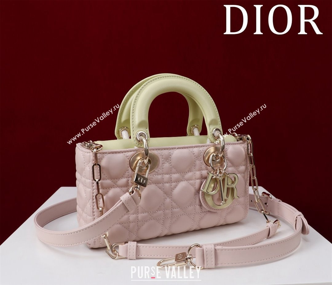 Dior Small Lady D-Joy Bag in Two-Tone Cannage Lambskin Pink/Green 2024 M0541 (XXG-240923068)