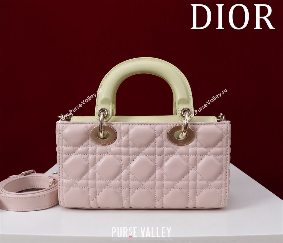 Dior Small Lady D-Joy Bag in Two-Tone Cannage Lambskin Pink/Green 2024 M0541 (XXG-240923068)