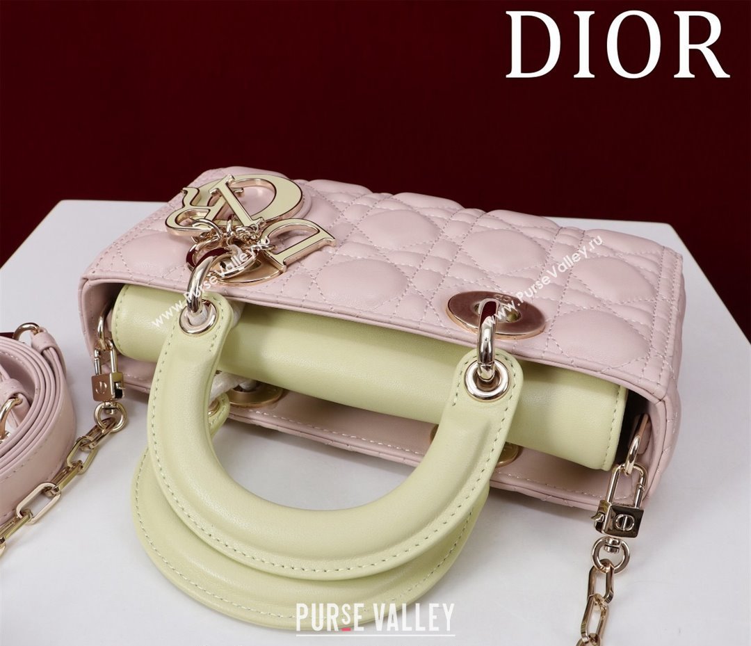 Dior Small Lady D-Joy Bag in Two-Tone Cannage Lambskin Pink/Green 2024 M0541 (XXG-240923068)