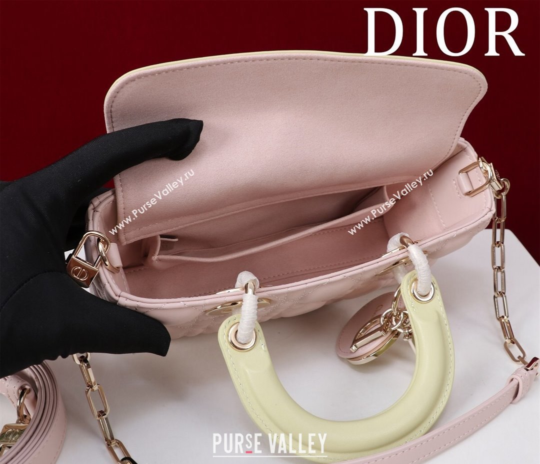 Dior Small Lady D-Joy Bag in Two-Tone Cannage Lambskin Pink/Green 2024 M0541 (XXG-240923068)