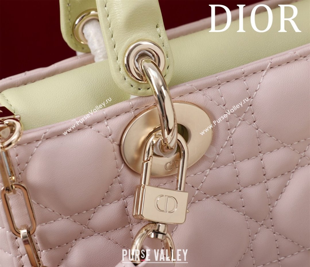 Dior Small Lady D-Joy Bag in Two-Tone Cannage Lambskin Pink/Green 2024 M0541 (XXG-240923068)