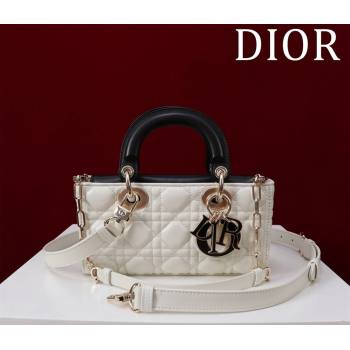 Dior Small Lady D-Joy Bag in Two-Tone Cannage Lambskin White/Black 2024 M0541 (XXG-240923069)