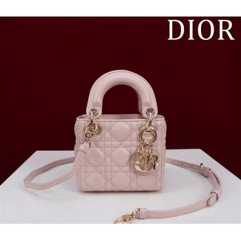 Dior Micro Lady Dior Bag in Lambskin Light Pink 2024 M0856 (XXG-240923044)