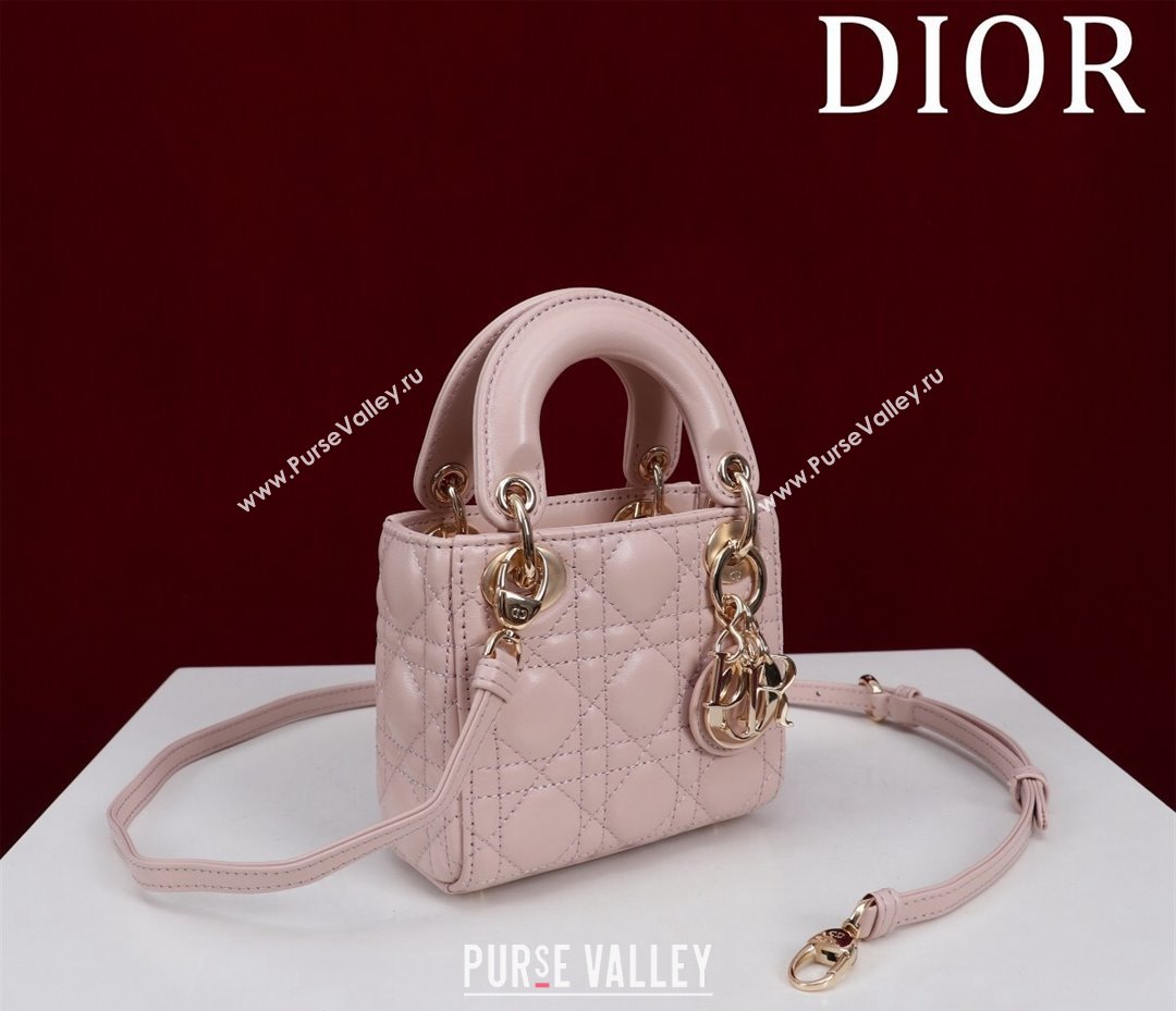 Dior Micro Lady Dior Bag in Lambskin Light Pink 2024 M0856 (XXG-240923044)