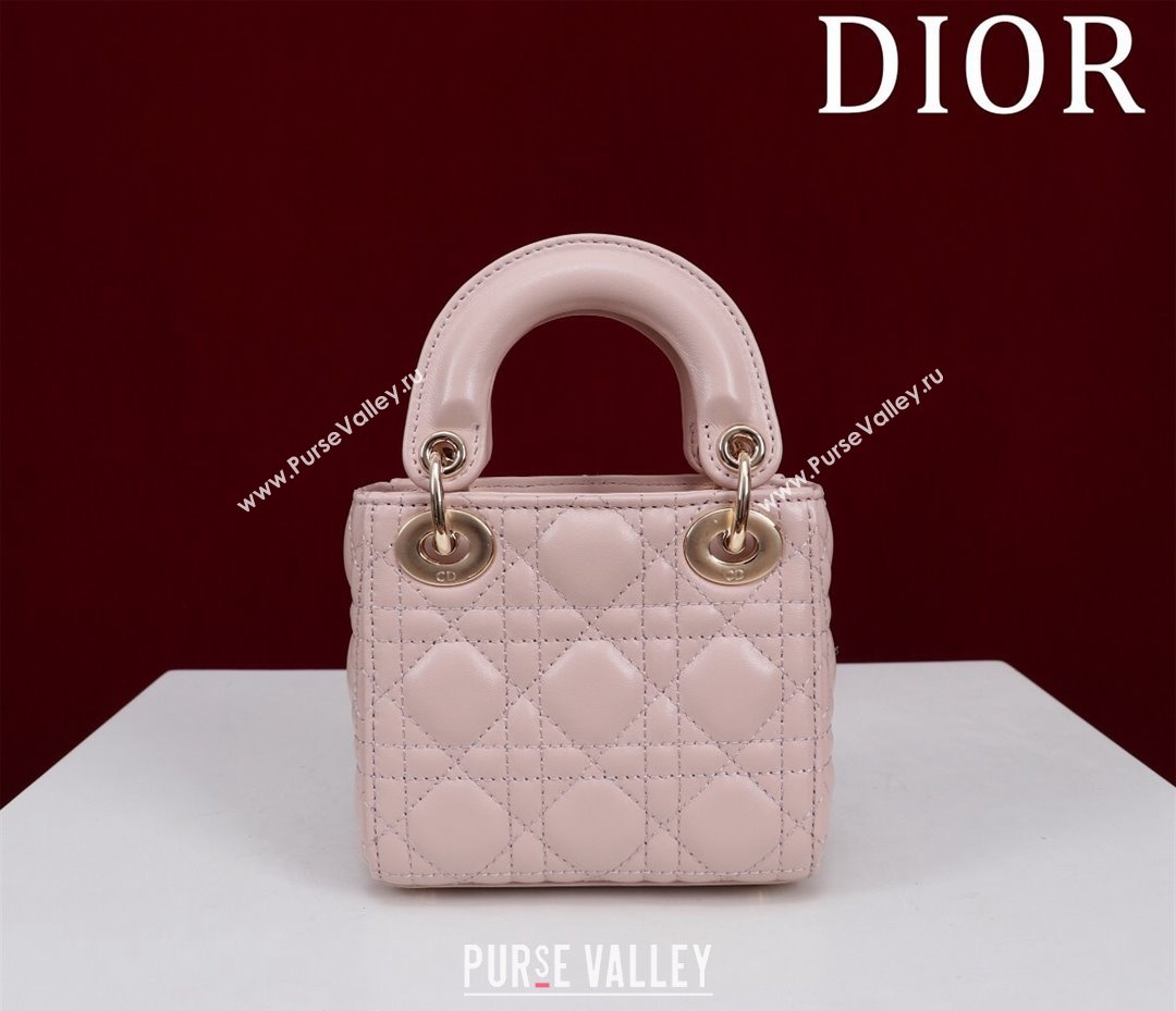 Dior Micro Lady Dior Bag in Lambskin Light Pink 2024 M0856 (XXG-240923044)