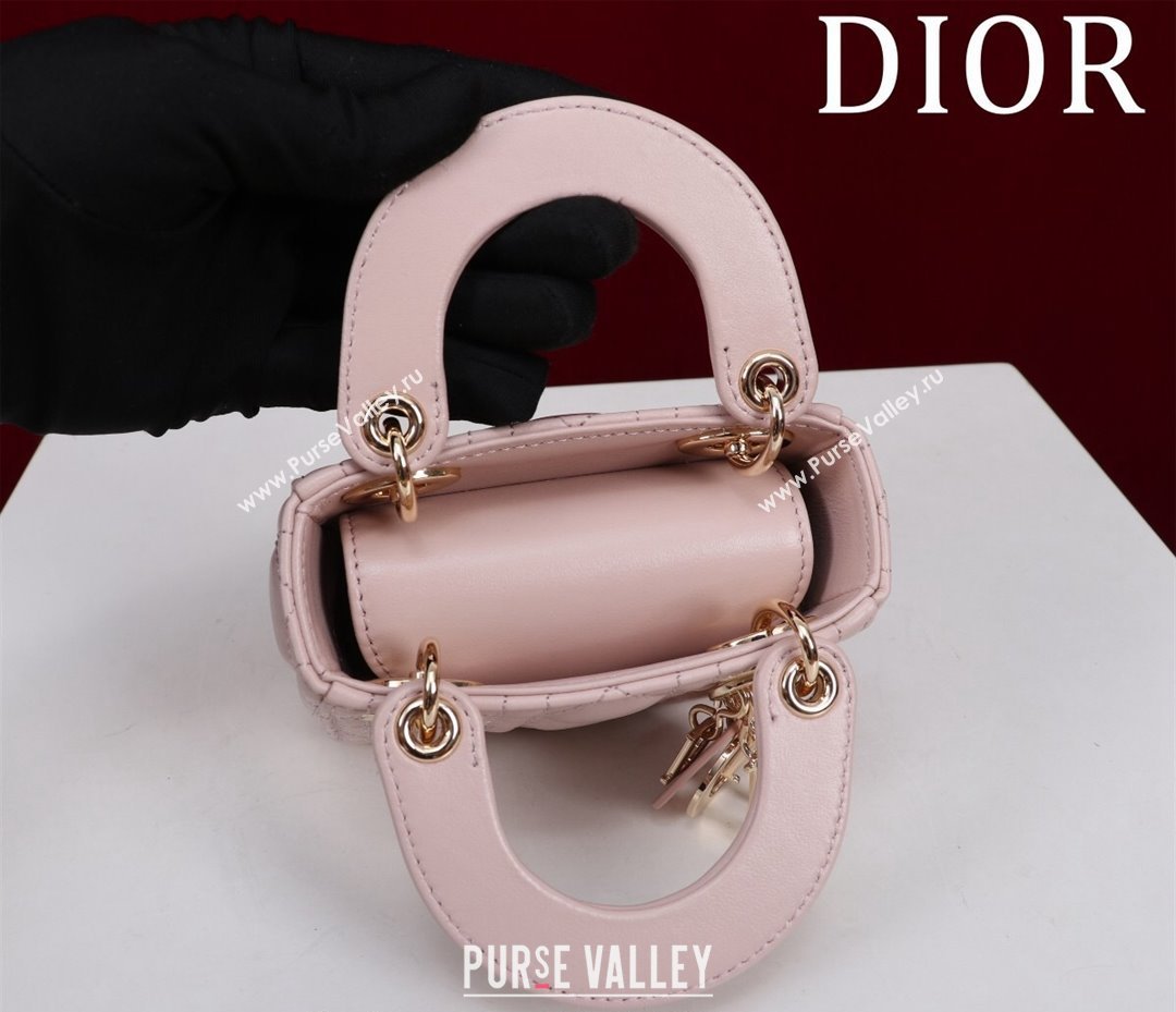 Dior Micro Lady Dior Bag in Lambskin Light Pink 2024 M0856 (XXG-240923044)