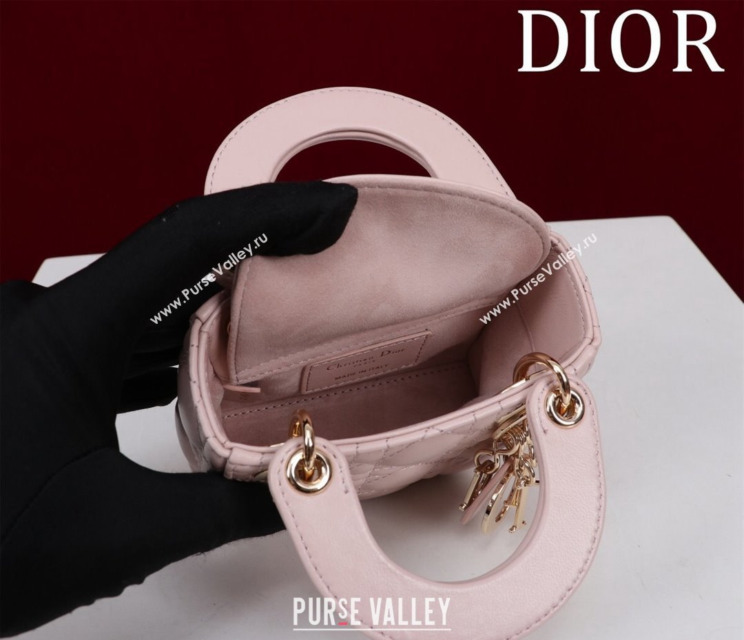 Dior Micro Lady Dior Bag in Lambskin Light Pink 2024 M0856 (XXG-240923044)