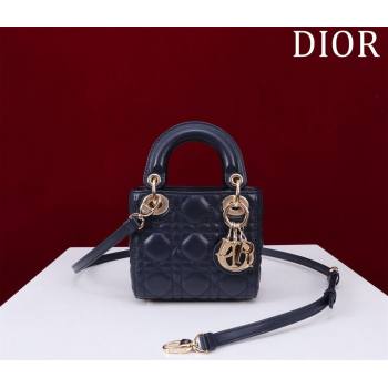 Dior Micro Lady Dior Bag in Lambskin Dark Blue 2024 M0856 (XXG-240923045)