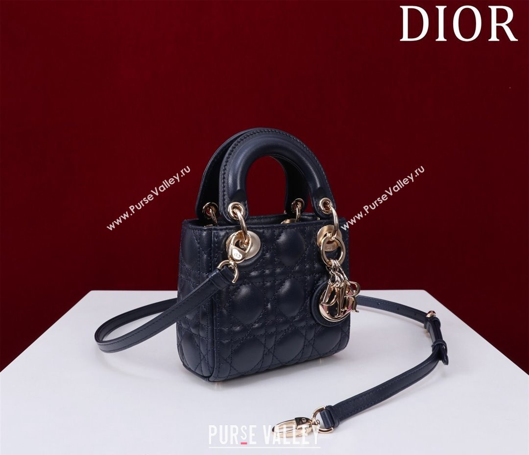 Dior Micro Lady Dior Bag in Lambskin Dark Blue 2024 M0856 (XXG-240923045)