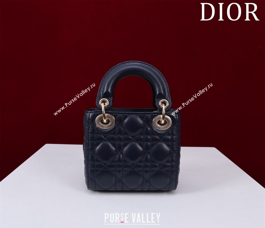 Dior Micro Lady Dior Bag in Lambskin Dark Blue 2024 M0856 (XXG-240923045)