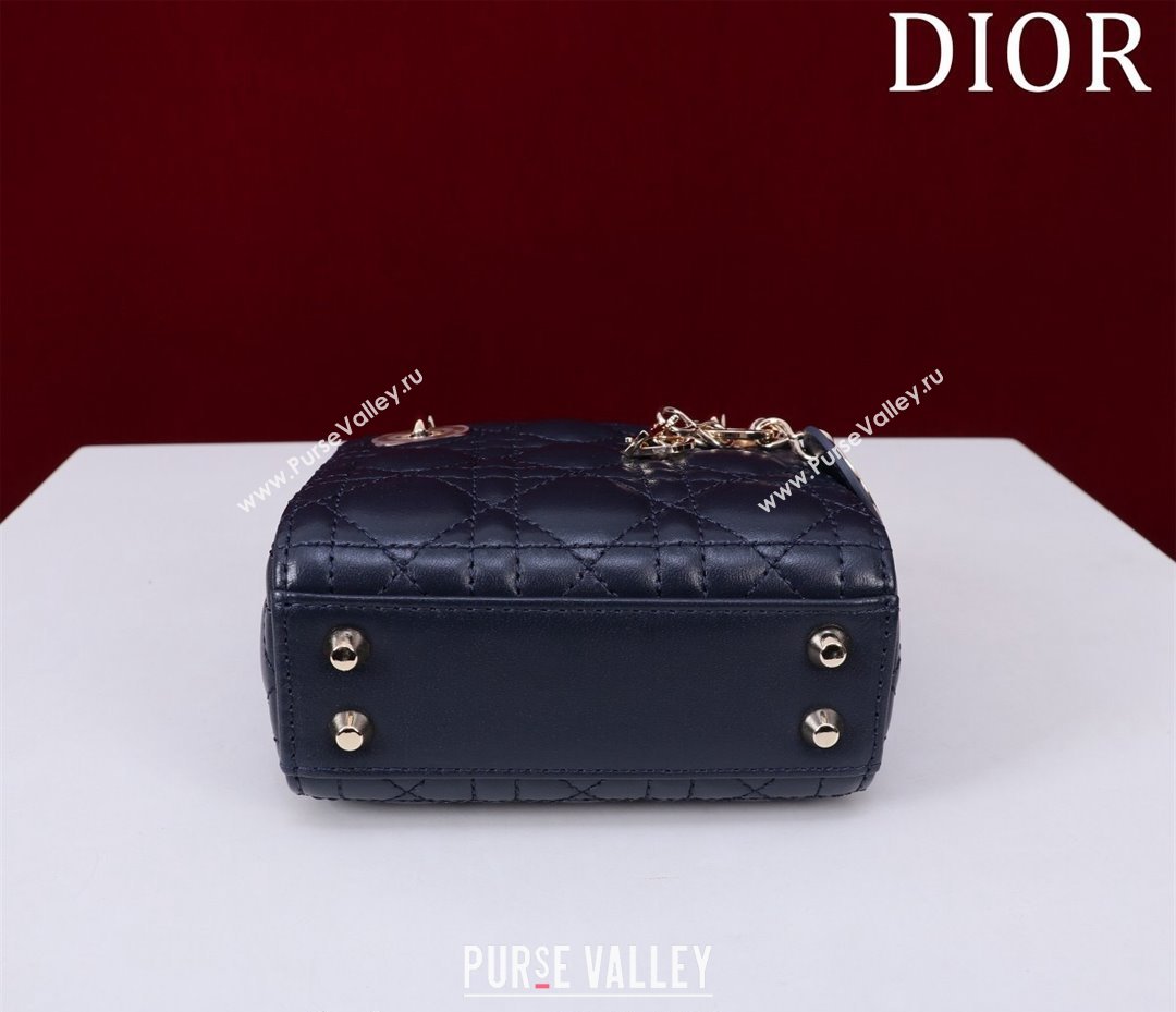 Dior Micro Lady Dior Bag in Lambskin Dark Blue 2024 M0856 (XXG-240923045)