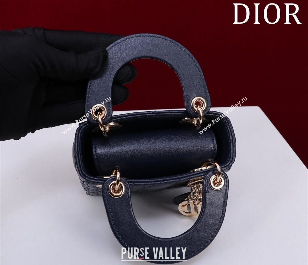 Dior Micro Lady Dior Bag in Lambskin Dark Blue 2024 M0856 (XXG-240923045)